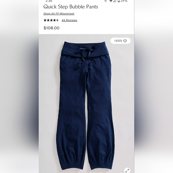 Free People Movement Quickstep Bubble Pants In Midnight Navy sz MED - Picture 2 of 13